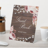 Bohemische Rose Rustic Woods Gästebuchsignatur Sockelschild (In SItu)