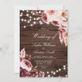 Bohemische Rose Rustikale Hochzeit Einladung (Vorderseite)