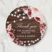 Bohemische Rose Rustikale Holzhochzeit Geschenkanhänger (Vorderseite)