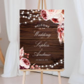Bohemische Rose Rustikale Holzhochzeit Willkommen Poster