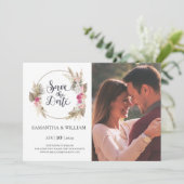 Bohemische Rose Save the Date Fotokarte (Stehend Vorderseite)