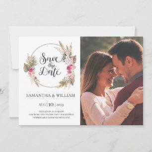 Bohemische Rose Save the Date Fotokarte