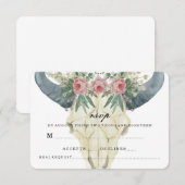 BOHEMISCHE ROSE WEDD RSVP KARTE (Vorne/Hinten)