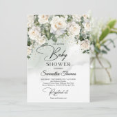 Bohemische Rosen Eukalyptusgrün und Gold Einladung (Stehend Vorderseite)