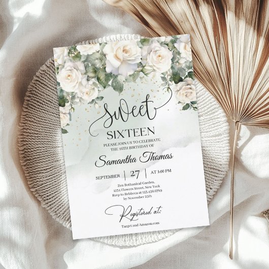 Bohemische Rosen und Eukalyptusgold Einladung