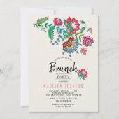 Bohemische Rote Folk-Blume Brunch-Party Einladung (Vorderseite)