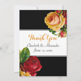 Bohemische rote und gelbe Mit BlumenRosen Dankeskarte