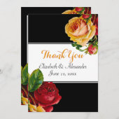 Bohemische rote und gelbe Mit BlumenRosen Dankeskarte (Vorne/Hinten)