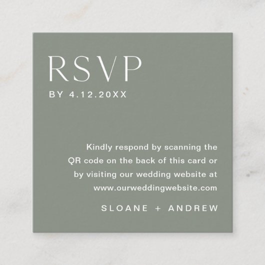 BOHEMISCHE RSVP-Karte SAGE, QR-Code einfügen Begleitkarte (Vorderseite)