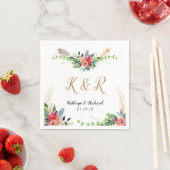 Bohemische Rustikale Floral-Aquarell-Monogramm-Hoc Serviette (Beispiel)