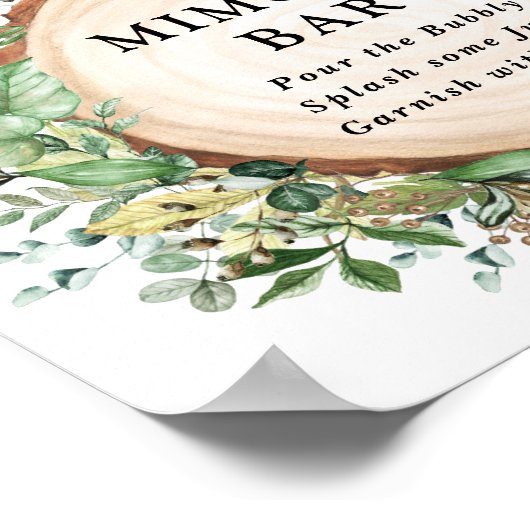 Bohemische Rustikale Grüne Mimosa Bar Wedding Poster (Ecke)