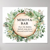 Bohemische Rustikale Grüne Mimosa Bar Wedding Poster (Vorne)