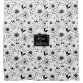 Bohemische Schwarz-Weiß-Blume Duschvorhang (Vorderseite)