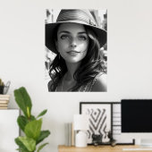 Bohemische Schwarz-Weiß-Frauen künstliche künstlic Poster (Heimbüro)