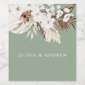 Bohemische Seite Moderner Blumenzellenname Weinetikett (Einzelnes Label)