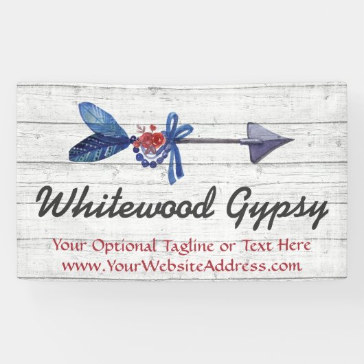 Bohemische Sinti und Roma Arrow Feather & Beads Ru Banner (Horizontal)