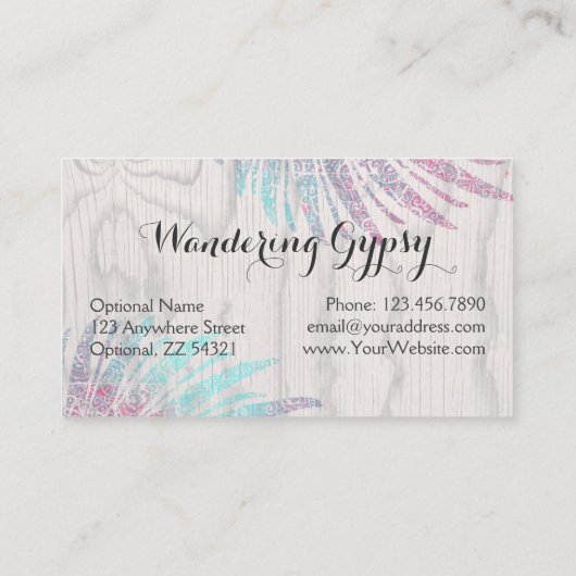 Bohemische Sinti und Roma Feathers auf rustikalem Visitenkarte (Rückseite)