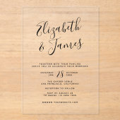 Bohemische Skriptkalligrafie-Hochzeit Acryleinladungen (Vorderseite)