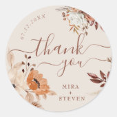 Bohemische skurrile Hochzeit im Herbst danke Runder Aufkleber (Vorderseite)