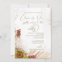 Bohemische Sonnenblumen-Hochzeitsfeier mit rustika Einladung