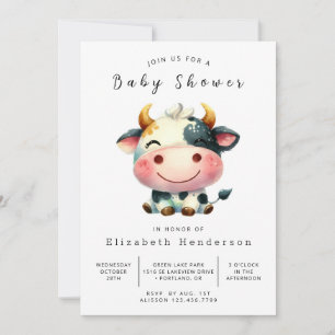 Bohemische Stall Cow Babydusche Einladung