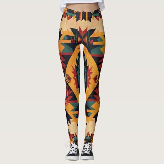 Bohemische Stammeskunst Leggings (Vorderseite)
