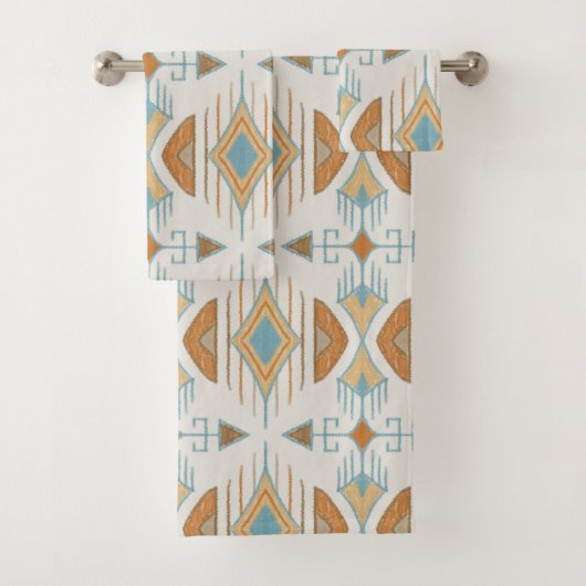 Bohemische Stammespfeile, Aprikose, Türkis, Rost Badhandtuch Set (Insitu)