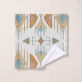 Bohemische Stammespfeile, Aprikose, Türkis, Rost Badhandtuch Set (Waschlappen)