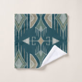 Bohemische Stammespfeile, Aquamarin, Olivenöl, Alt Badhandtuch Set (Waschlappen)