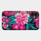 Bohemische Stickerei Blume schwarz pink Case-Mate iPhone Hülle (Rückseite (Horizontal))