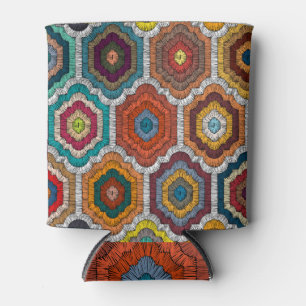 Bohemische Stickerei: Geometrisches Patchwork Dosenkühler