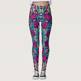 Bohemische Stilelemente in Rosa und Grün Leggings