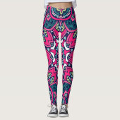 Bohemische Stilelemente wie Grün, Rosa und Blau Leggings (Vorderseite)