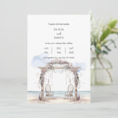 Bohemische Strandfeier Empfang Arch Wedding Einladung (Stehend Vorderseite)