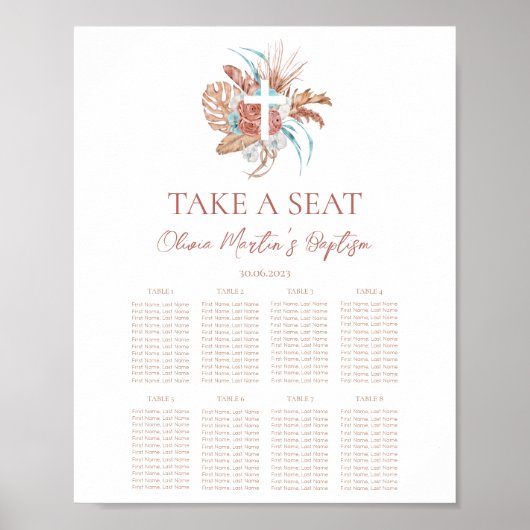 Bohemische Taufe Boho Christening Seating Chart 3 Poster (Vorne)