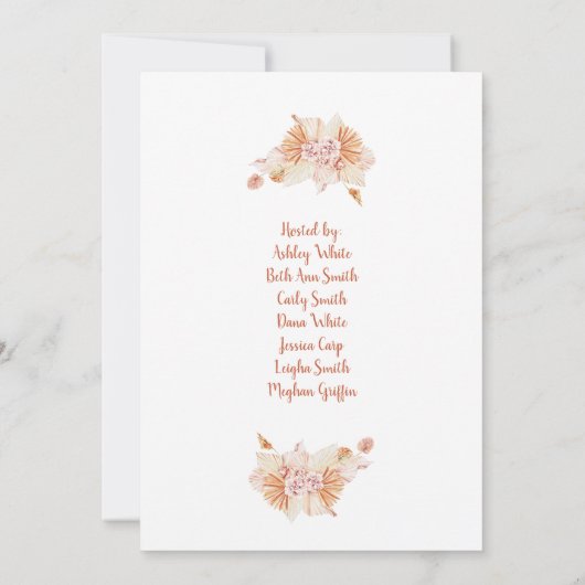 Bohemische Terracotta Bridal Dusche Einladung (Rückseite)