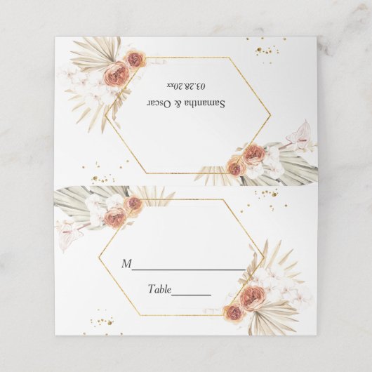 Bohemische Terracotta, getrocknet Palmblättern und Platzkarte (Außenseite Aufgefaltet)