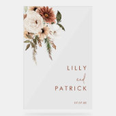 Bohemische Terracotta-Hochzeit Acrylschild (Vorderseite)