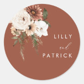 Bohemische Terracotta-Hochzeit Runder Aufkleber (Vorderseite)