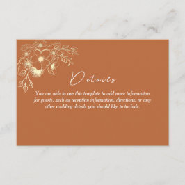 Bohemische Terracotta Hochzeiten Details Begleitkarte
