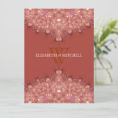 Bohemische Terracotta Spitzen Hochzeit Einladung (Stehend Vorderseite)