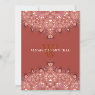 Bohemische Terracotta Spitzen Hochzeit Einladung