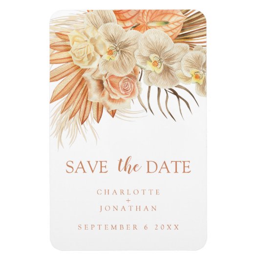 Bohemische Terracotta Wedding Save the Date Magnet (Vertikal)