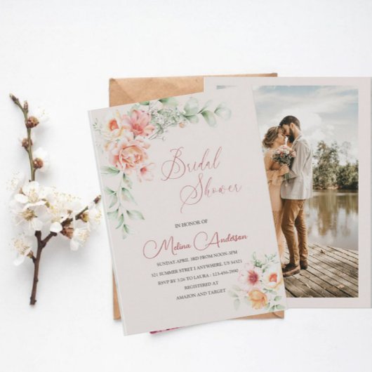 Bohemische Terrakotta-Blume Aquarellmesse Einladung