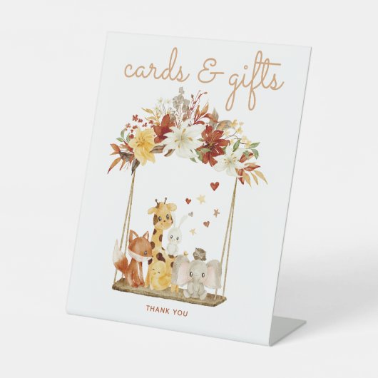 Bohemische Tiere Kinderduschgeschenke und Karten Sockelschild (Vorderseite)