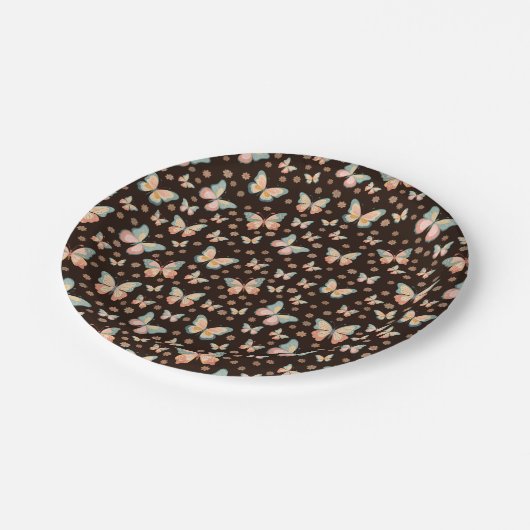 Bohemische Träume von Schmetterlingen und Blume au Pappteller (Schrägansicht)