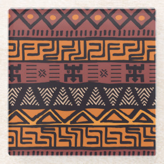 Bohemische Tribal Geometrie Glasuntersetzer