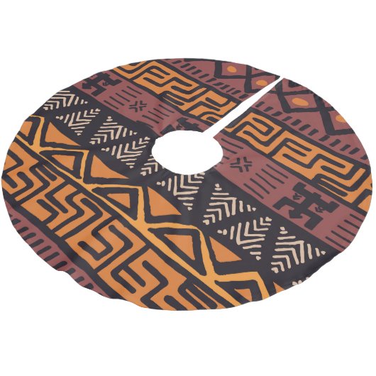 Bohemische Tribal Geometrie Polyester Weihnachtsbaumdecke (Schrägansicht)