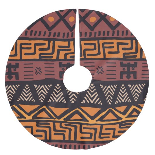 Bohemische Tribal Geometrie Polyester Weihnachtsbaumdecke (Vorderseite)