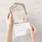 Bohemische Tropenblumenhochzeit All In One Einladung (Abreißen)